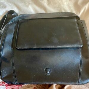 Vintage Gianni Versace Black Leather Shoulder Bag